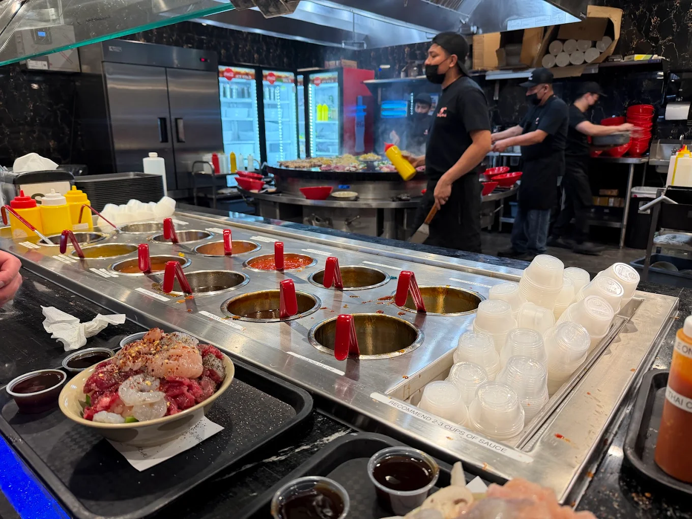Fresh ingredient bar at Yummy Bowl